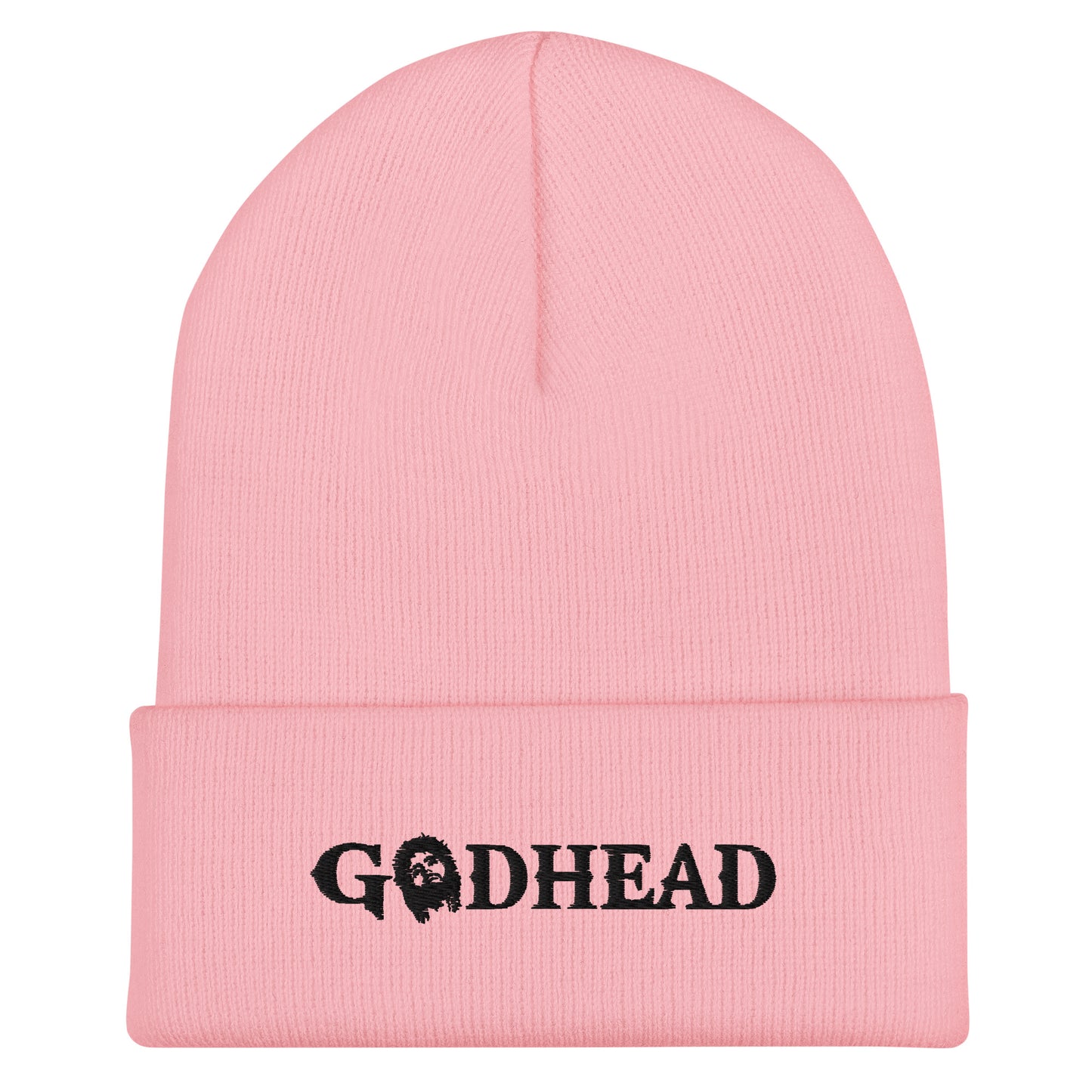 GODHEAD - CHRIST COLLECTION - BLACK on PINK - Cuffed Beanie