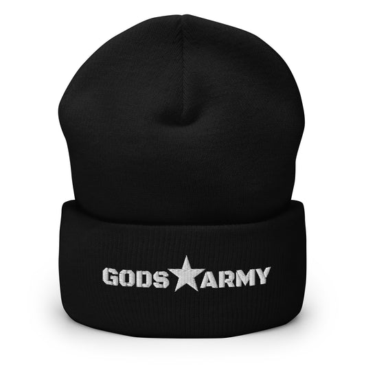 GODS ARMY - TRUE NORTH COLLECTION - White on Black - Cuffed Beanie