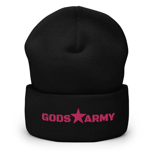 GODS ARMY - TRUE NORTH COLLECTION - Pink on Black - Cuffed Beanie
