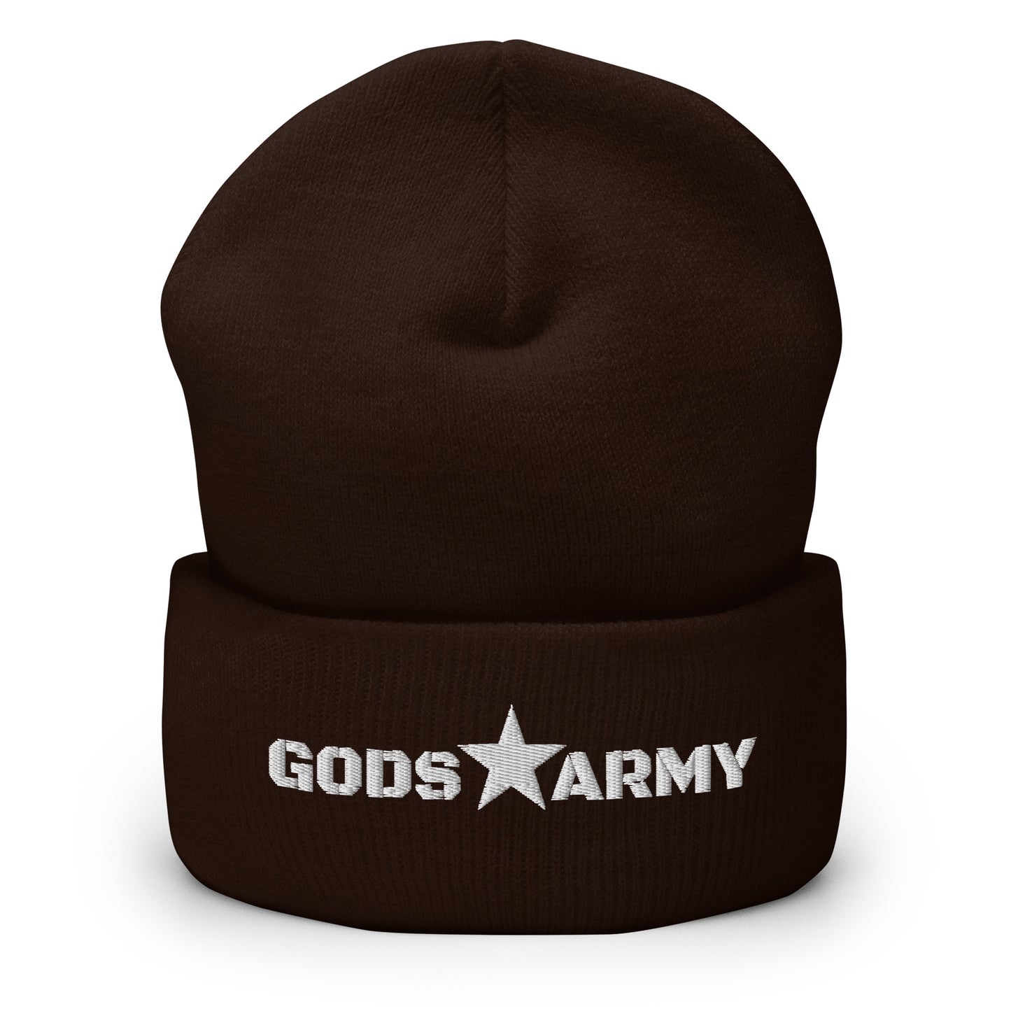 GODS ARMY - TRUE NORTH COLLECTION - White on Brown - Cuffed Beanie
