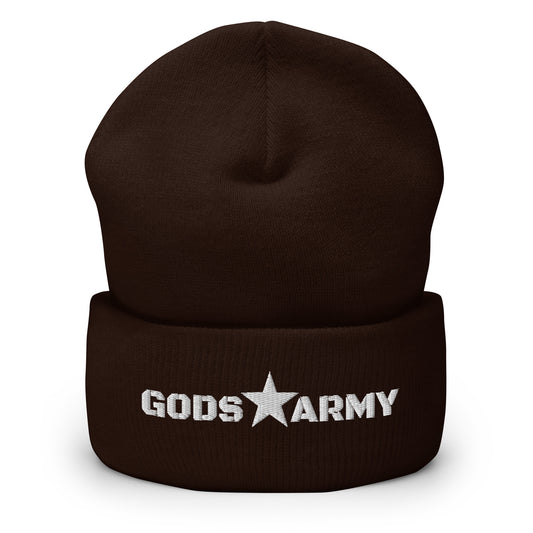 GODS ARMY - TRUE NORTH COLLECTION - White on Brown - Cuffed Beanie