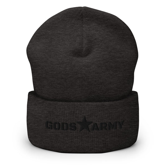 GODS ARMY - TRUE NORTH COLLECTION - Black on Dark Grey\Gray - Cuffed Beanie