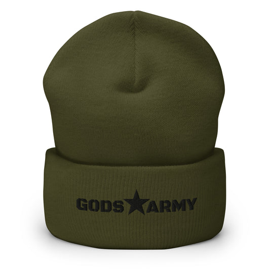GODS ARMY - TRUE NORTH COLLECTION - Black on Green - Cuffed Beanie