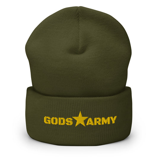 GODS ARMY - TRUE NORTH COLLECTION - Gold on Green - Cuffed Beanie