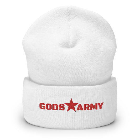 GODS ARMY - TRUE NORTH COLLECTION - Blood Red on White - Cuffed Beanie