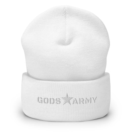 GODS ARMY - TRUE NORTH COLLECTION - White on White - Cuffed Beanie