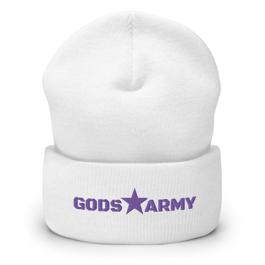 GODS ARMY - TRUE NORTH COLLECTION - Purple on White - Cuffed Beanie