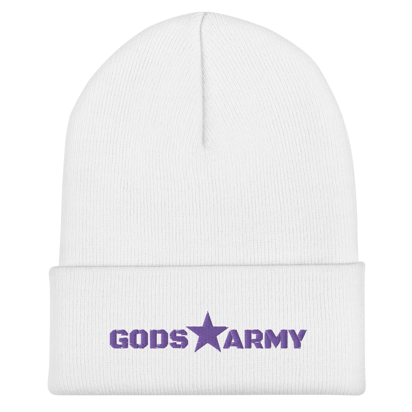 GODS ARMY - TRUE NORTH COLLECTION - Purple on White - Cuffed Beanie